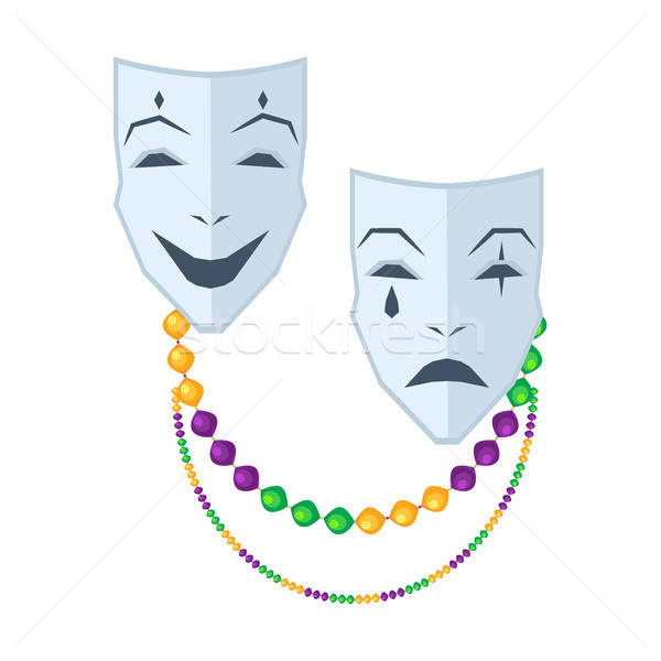 600x600 Theatrical Comedy And Tragedy Masks Flat Vector Vector
