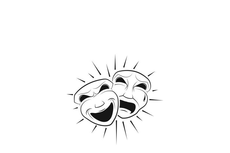 800x533 Theatrical Comedy And Tragedy Masks Vector Icon