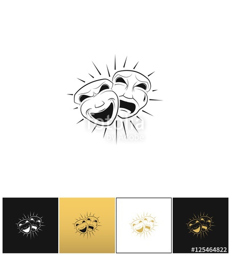 450x500 Theatrical Comedy And Tragedy Masks Vector Icon Stock Image