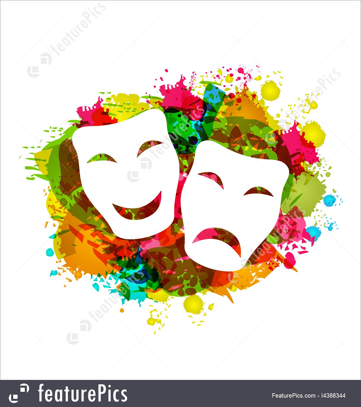 1235x1392 Comedy And Tragedy Simple Masks For Carnival On Colorful Grunge