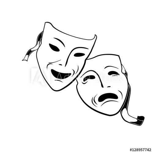 500x500 Comedy And Tragedy Theatrical Masks Vector Illustration Isolated