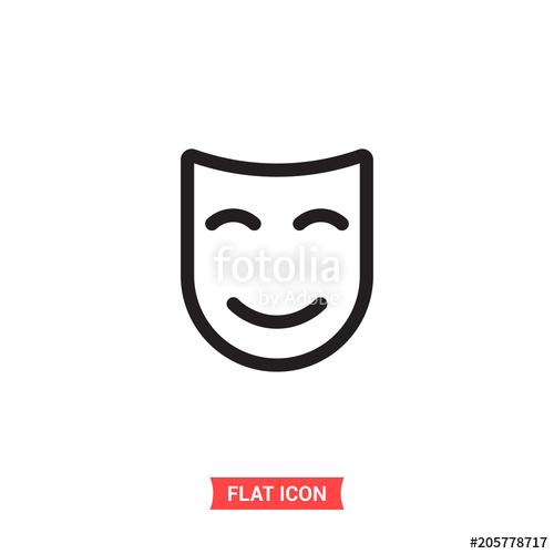 500x500 Comedy Mask Vector Icon, Theater Symbol Flat Sign Illustration
