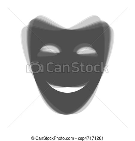 450x470 Comedy Theatrical Masks Vector Gray Icon Shaked