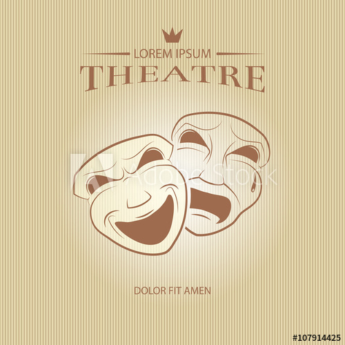 500x500 Comedy And Tragedy Theatrical Masks Face Mask Art, Tragedy Mask