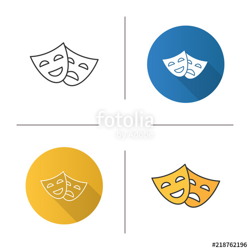 500x500 Comedy And Tragedy Masks Icon Stock Image And Royalty Free Vector