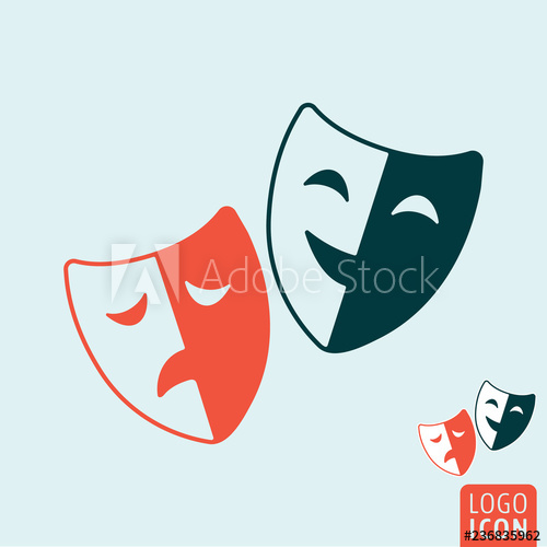 500x500 Comedy And Tragedy Theatrical Masks Vector Symbol