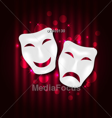 361x380 Illustration Comedy And Tragedy Theatre Masks Vector