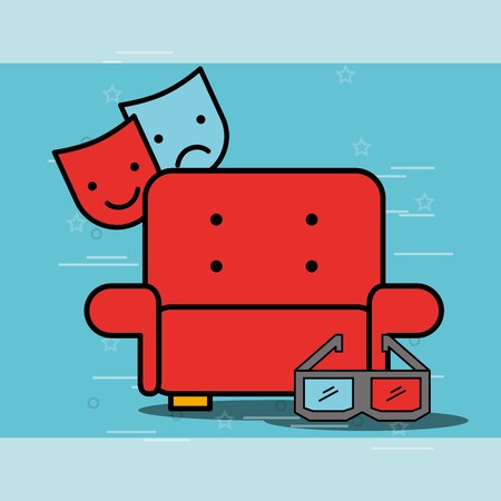 450x450 Comedy And Tragedy Masks Sofa And Glasses Cinema Vector
