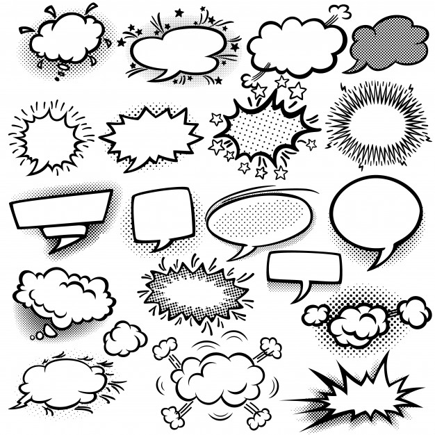 626x626 Set Of Empty Comic Bubbles Vector Free Download