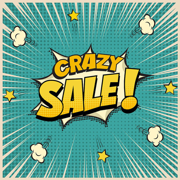 Crazy Sale Word On Pop Art Or Comic Book Background Vector 600x600 Crazy Sale Word On Pop Art Or Comic Book Background Vector