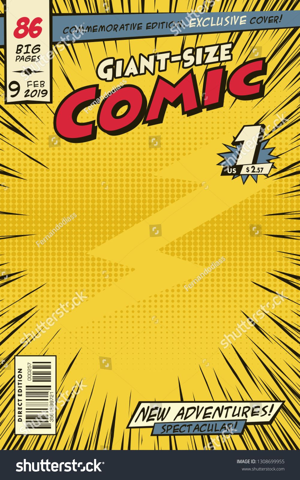 1001x1600 Comic Book Cover With Yellow Background Vector Art