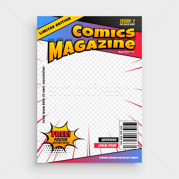 600x600 Comic Magazine Book Cover Template Vector Illustration Star Line