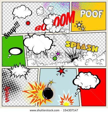 450x470 Grunge Retro Comic Speech Bubbles Vector Illustration On Strip