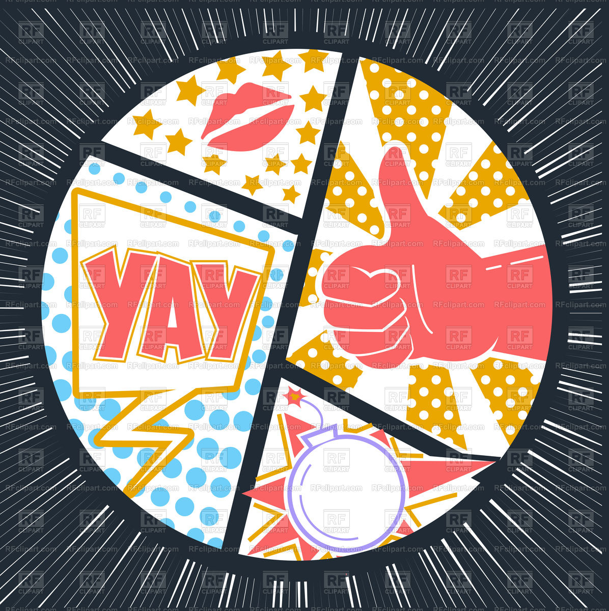 1196x1200 Retro Comic Book Speech Bubbles Vector Image Of Design Elements