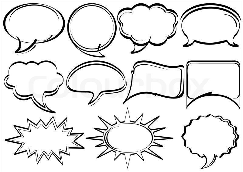 800x564 Set Of Hand Drawn Speech Bubbles Comic Stock Vector Colourbox