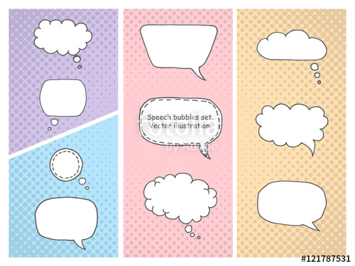500x375 Colorful Comic Book Speech Bubbles Vector Set Hand Drawn Speech