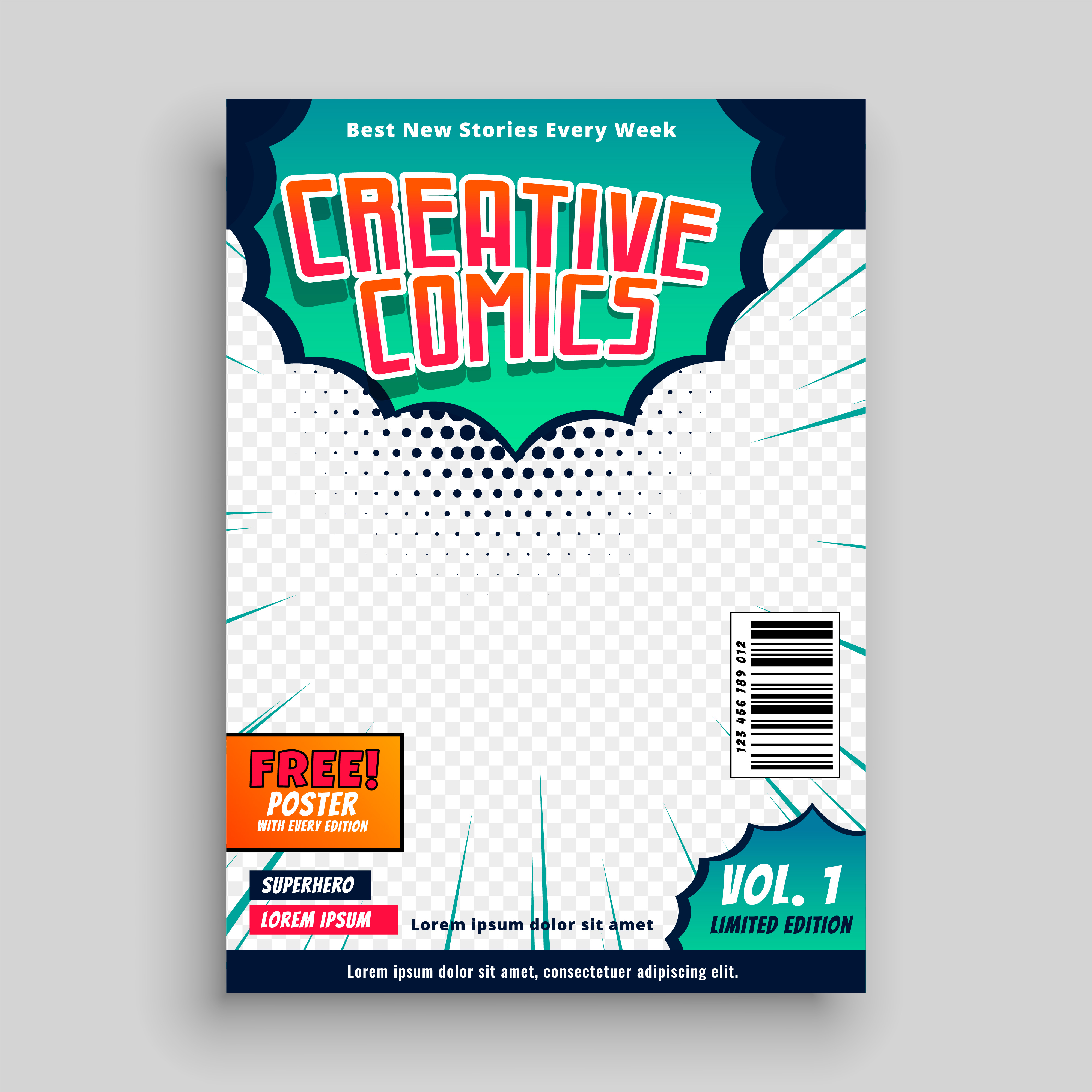 Vector Comic Book Cover Template Design Free Templates 4001x4001 Vector Comic Book Cover Template Design Free Templates