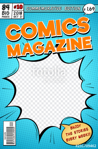 Comic Book Cover Retro Cartoon Comics Magazine Vector Template 331x500 Comic Book Cover Retro Cartoon Comics Magazine Vector Template