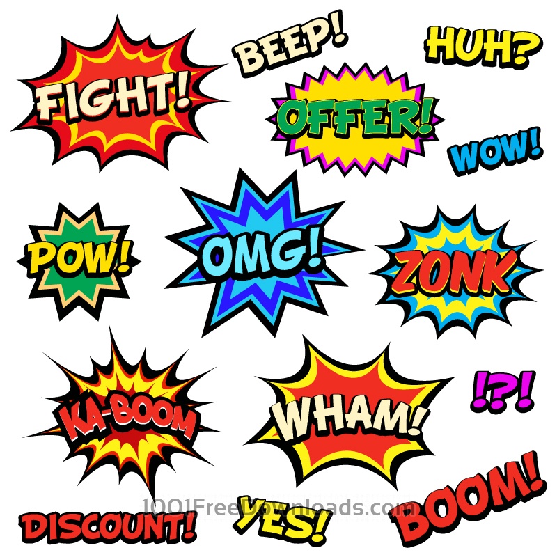 Free Vectors Comic Book Words Abstract 800x800 Free Vectors Comic Book Words Abstract