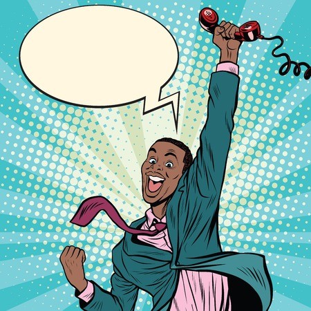 African American Man With Phone Happiness Emotions, Pop Art Retro 450x450 African American Man With Phone Happiness Emotions, Pop Art Retro