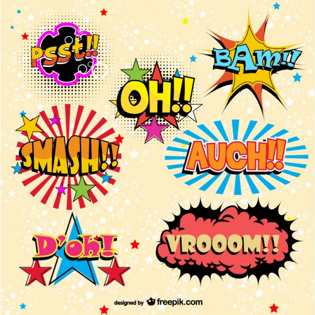 626x626 Funny Comic Book Onomatopeyas Vector Free Download