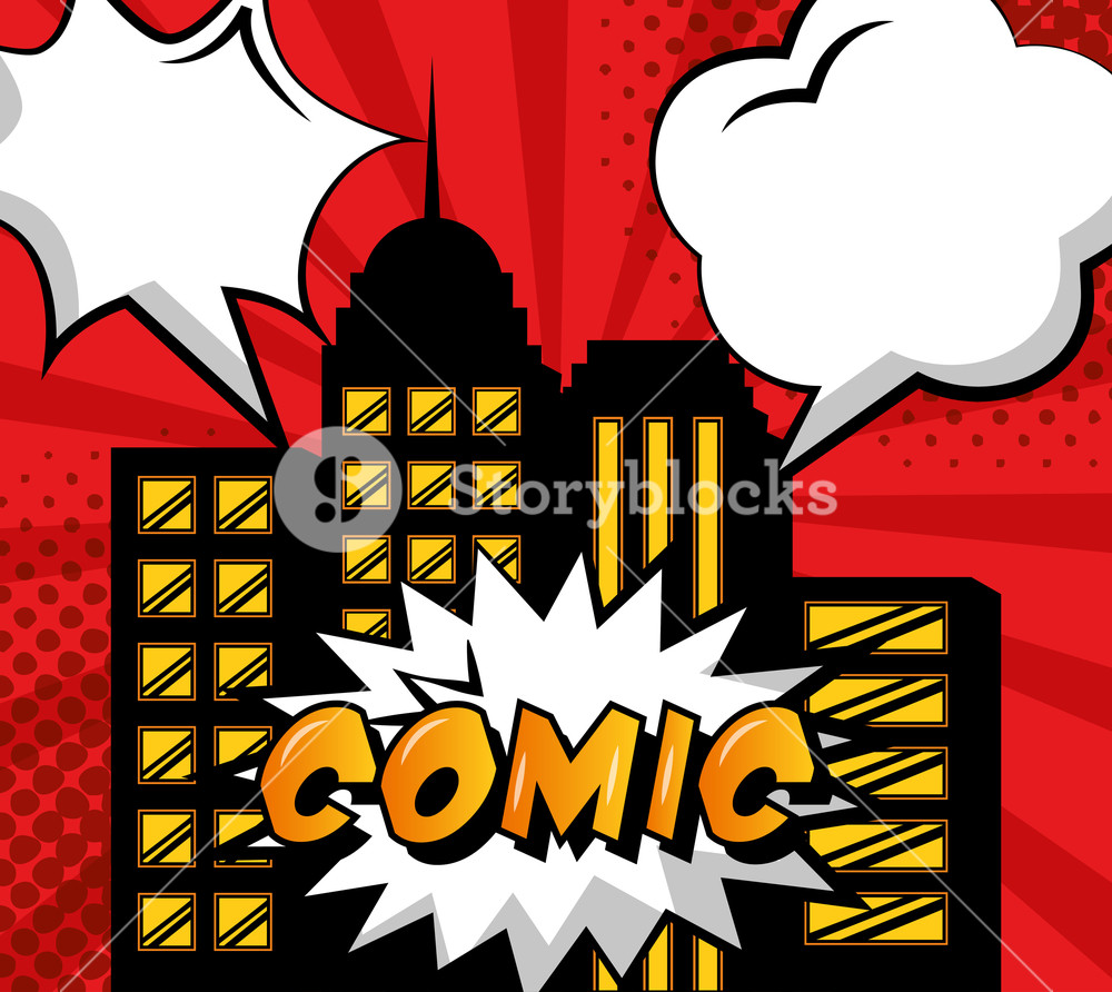 1000x892 Vintage City Bubbles Pop Art Comic Book Vector Illustration