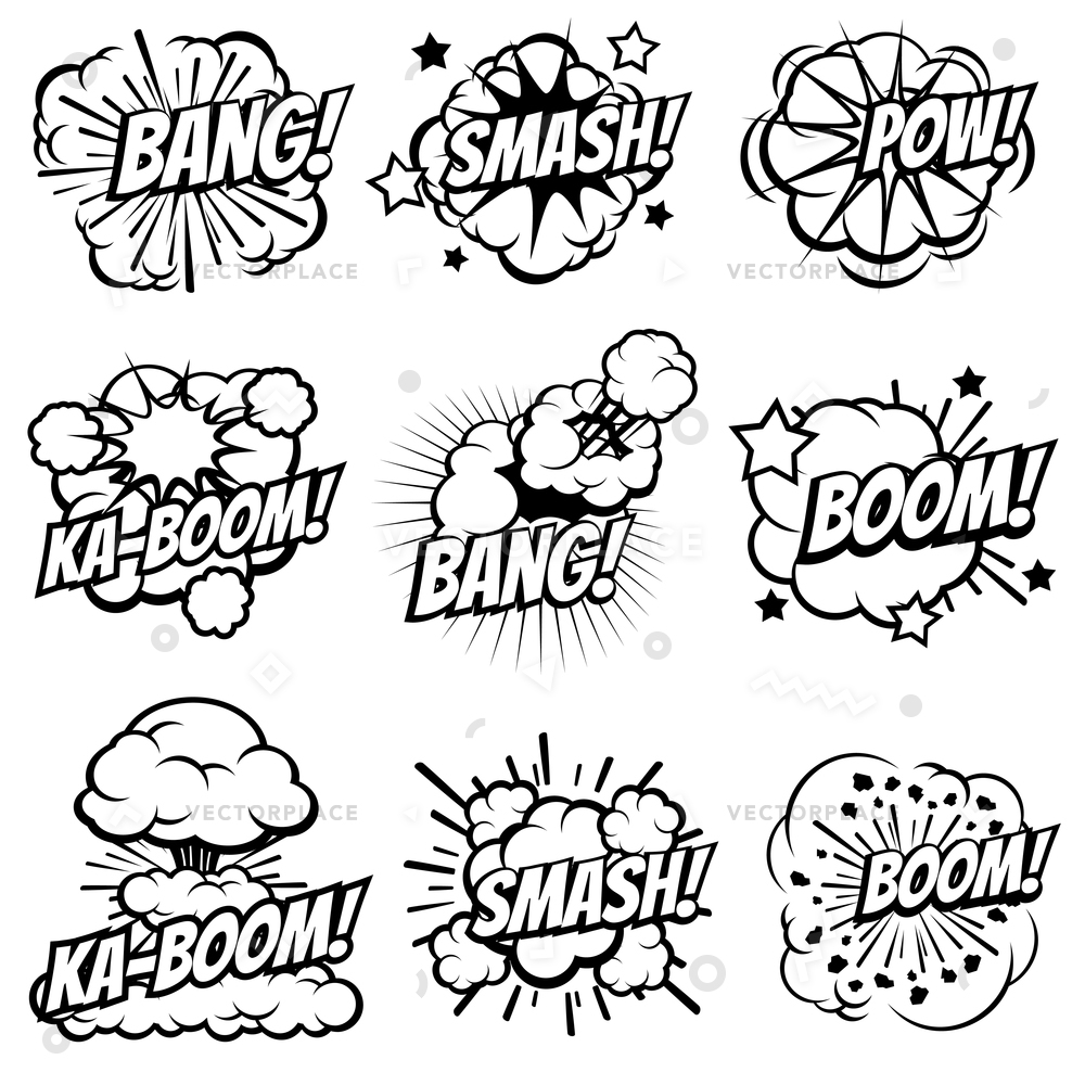 Cartoon Explode Icons Comic Book Explosion Vector Illustration 1000x1000 Cartoon Explode Icons Comic Book Explosion Vector Illustration