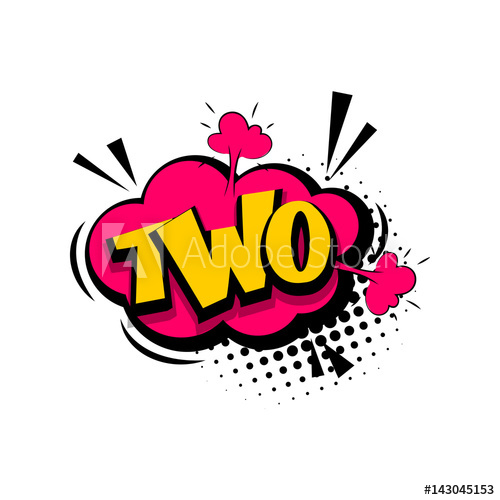 Two Comic Funny Colorful Number, Count, School, Badge Cloud Vector 500x500 Two Comic Funny Colorful Number, Count, School, Badge Cloud Vector