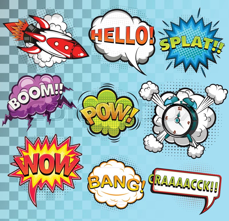 800x772 Comic Speech Bubbles Rocket Alarm Stock Vector Colourbox