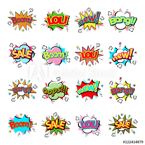 500x500 Popart Comic Speech Bubble Boom Effects Vector