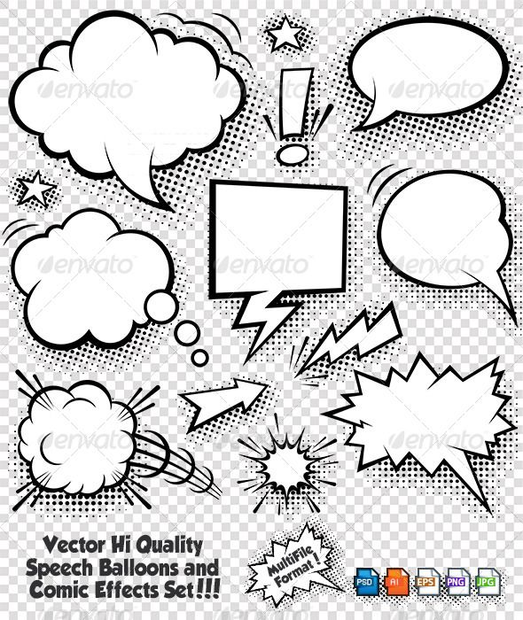 590x700 Comic Bubbles And Elements