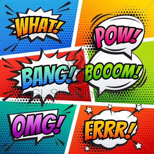 500x500 Comic Sound Effect Speech Bubble Pop Art In Vector Cartoo Gl