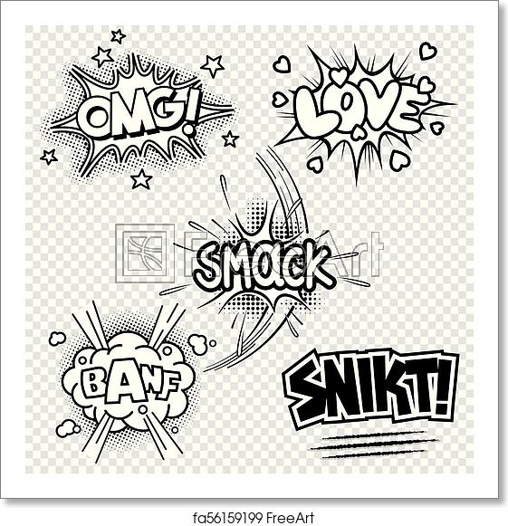 561x581 Free Art Print Of Vector Illustrations Of Comic Sound Effects Set