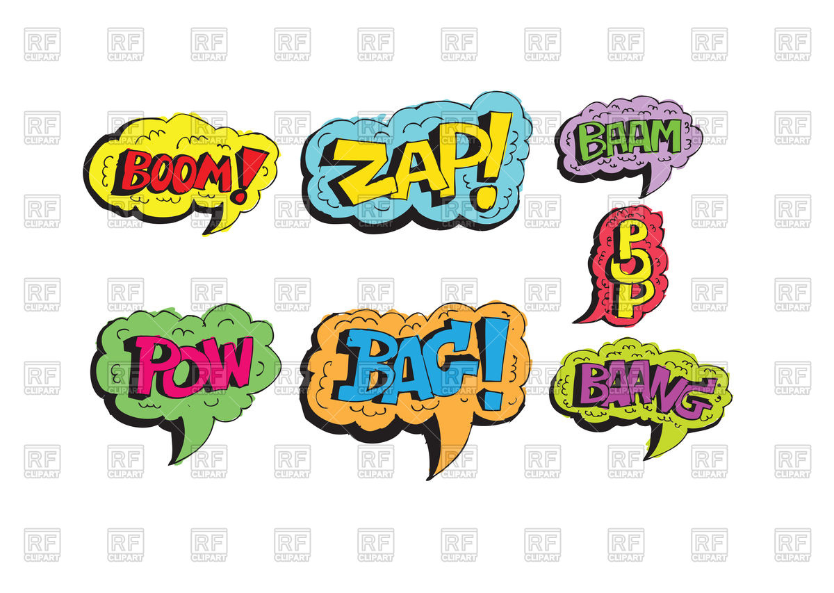 1200x853 Multicolored Comic Sound Effects Speech Bubbles Vector Image