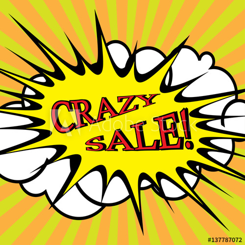 500x500 Sale, Comic Sound Effects Vector Illustration