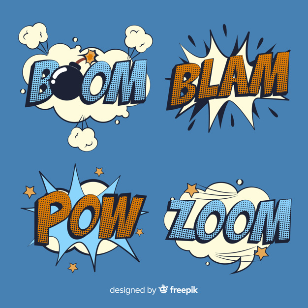 626x626 Set Of Comic Sound Effects Vector Free Download