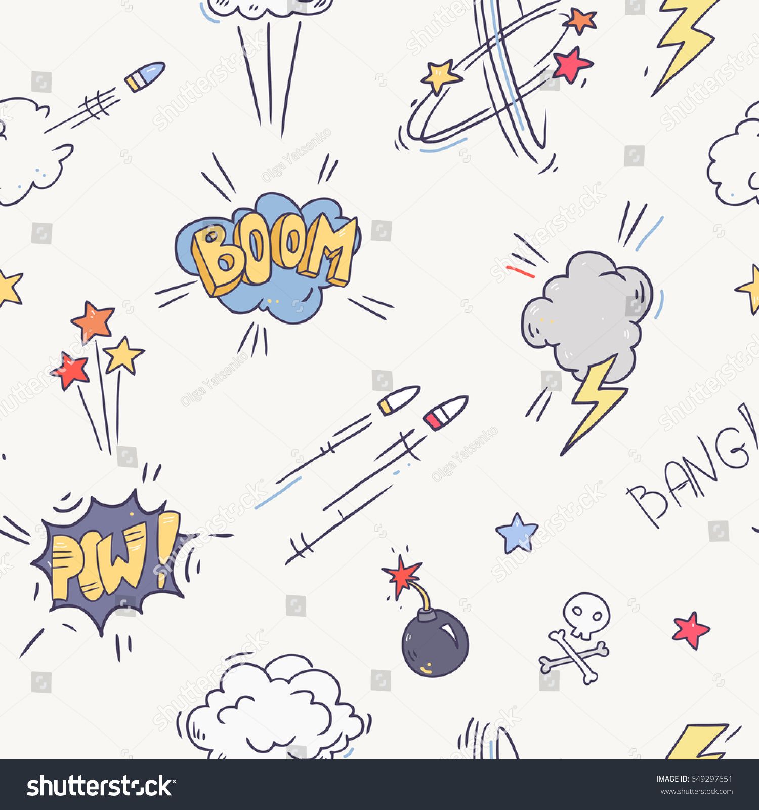 1500x1600 Vector Comic Sound Effect Collection Seamless Pattern Bubble