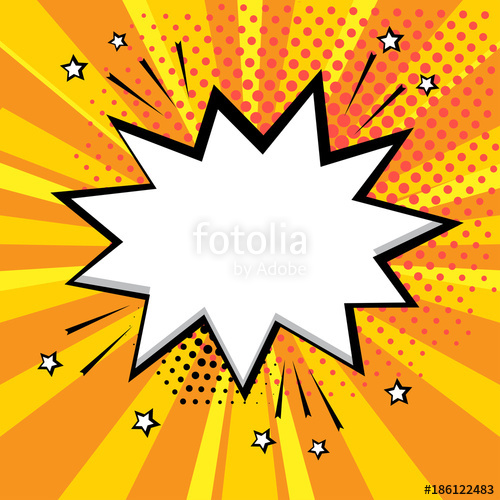 500x500 White Comic Bubble On Orange Background Comic Sound Effects