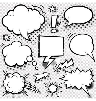 380x400 Cartoon Speech Bubble Group With Items