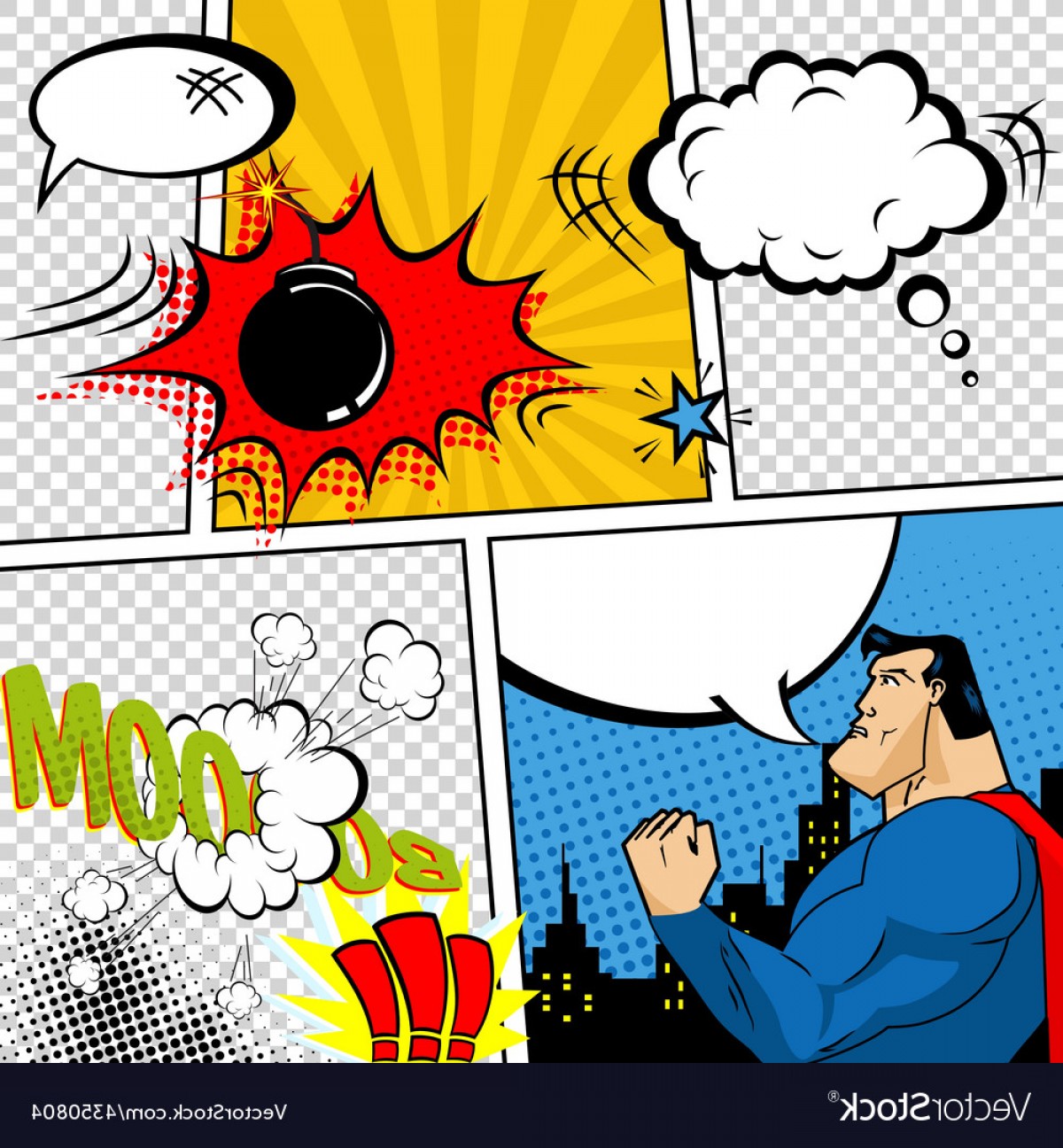 1200x1296 Retro Comic Book Speech Bubbles Vector Hoodamathrun