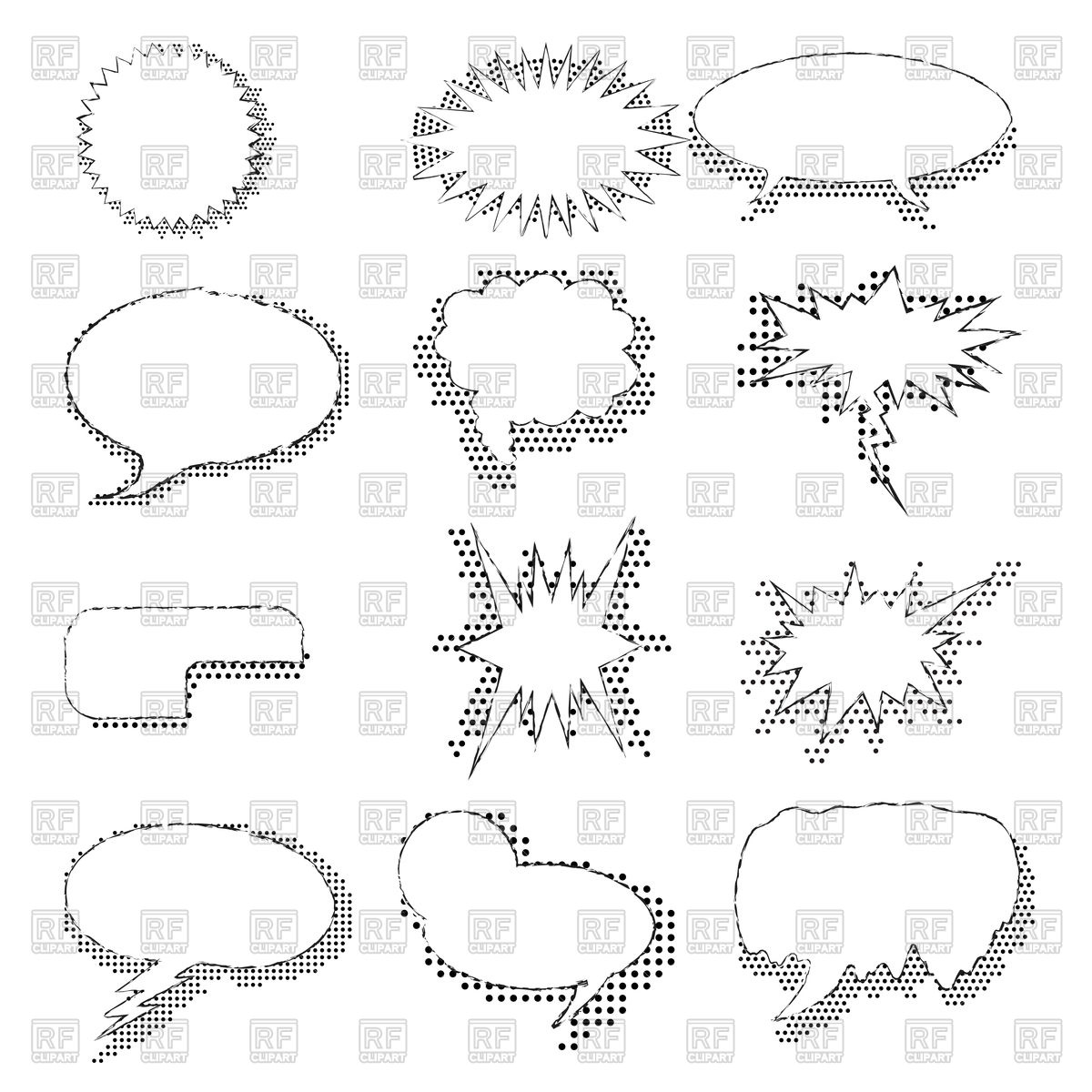 1200x1200 Set Of Comic Speech Bubbles Vector Image Of Signs, Symbols, Maps