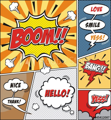 464x500 Comic Speech Bubbles And Comic Strip Background Vector