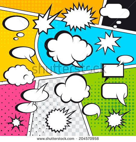 450x470 Comic Speech Bubbles And Comic Strip On Colorful Halftone