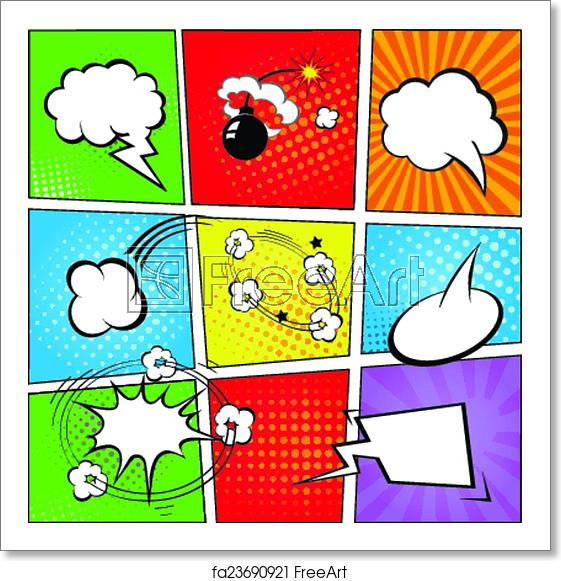 561x581 Free Art Print Of Comic Speech Bubbles And Comic Strip Background