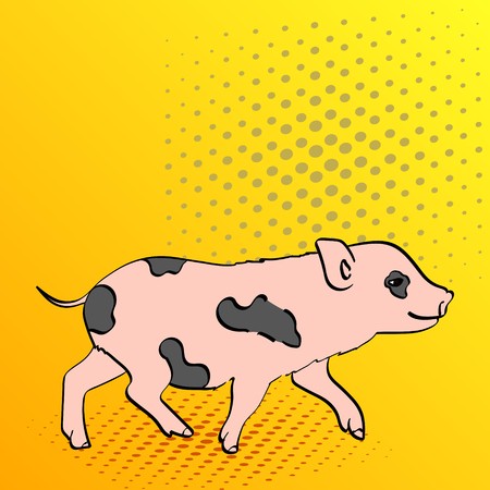 450x450 Pop Art Background Pig Pet Pig Vector Of A Vintage, Retro Style