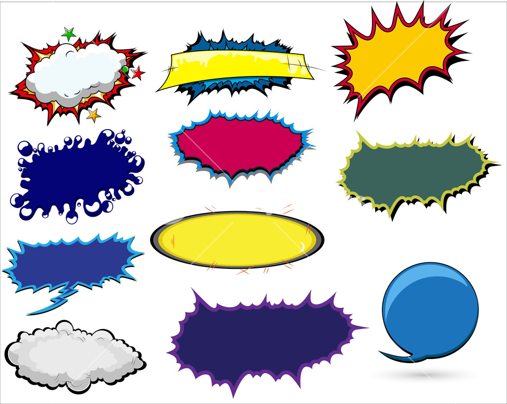 1000x798 Comic Text Backgrounds And Explosions Clouds Vector Banner Royalty