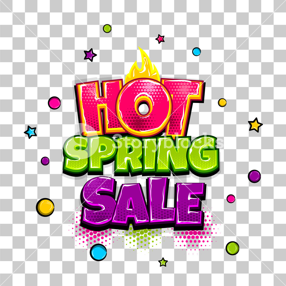 1000x1000 Hot Spring Sale Comic Text Pop Art Advertise Offer Discount Price