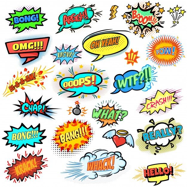 626x626 Colorful Comic Speech Bubbles Collection Free Vector Text