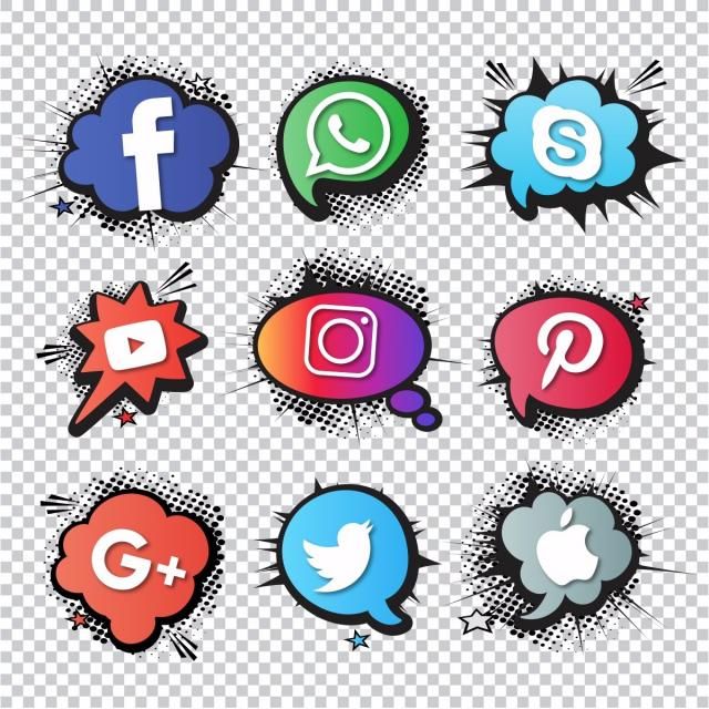 640x640 Set Of Social Icons Comic Style, Comic, Art, Pattern Png
