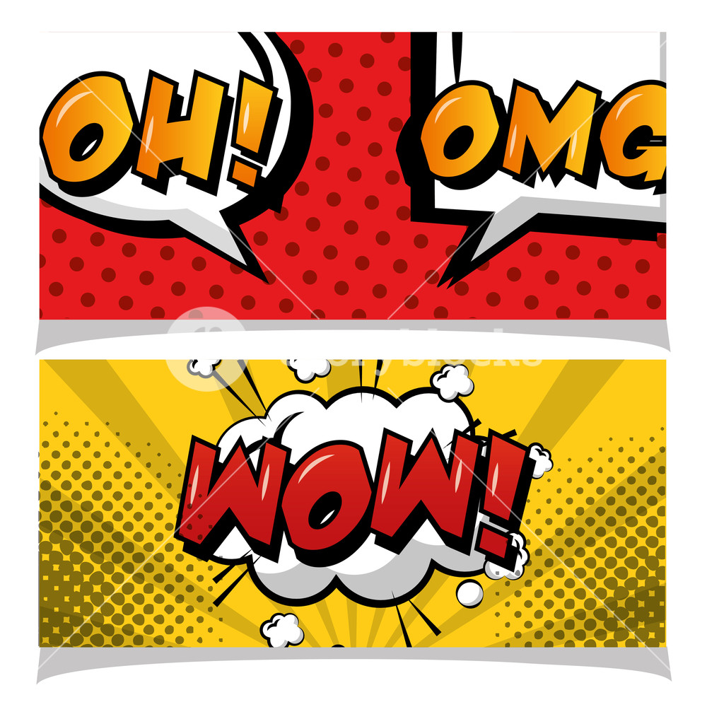 1000x1000 Omg Wow Oh Phrases Banners Pop Art Comic Vector Illustration